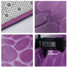 YIMEIS 1 件法兰绒纯色鹅卵石压花地毯，柔软厚实防滑浴室垫，适用于浴室、卧室、玄关、卫生间家居浴室装饰地毯户外地毯门垫秋季装饰浴室配件返校入口装饰 - 紫色 - 查看 7