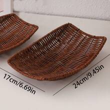 1 件家用手工編織藤製零食托盤 - 棕色 - 查看 14
