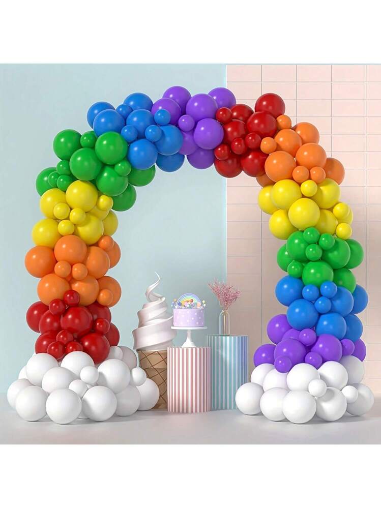 Decorazioni per il primo compleanno Arcobaleno per ragazze, Kit arco per ghirlanda di palloncini pastello, Banner colorato Macaron, Palloncino in lamina numero 1