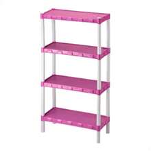 Estante Prateleira Modular Multiuso Organizadora Plástico Rosa com 4 Prateleiras - COM PEZINHOS - Rosa chiclete - Visão 2