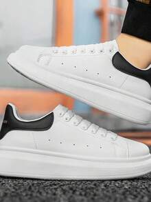 Unisex Dress Casual Tennis Shoes With Thick Sole, Very Comfortable, Lightweight Casual Shoes - 黑與白 - 查看 4
