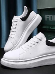 Unisex Dress Casual Tennis Shoes With Thick Sole, Very Comfortable, Lightweight Casual Shoes - 黑與白 - 查看 6