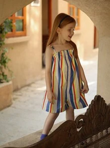 Jeune fille 1 pièce Combinaison rayée pour le printemps / l'été