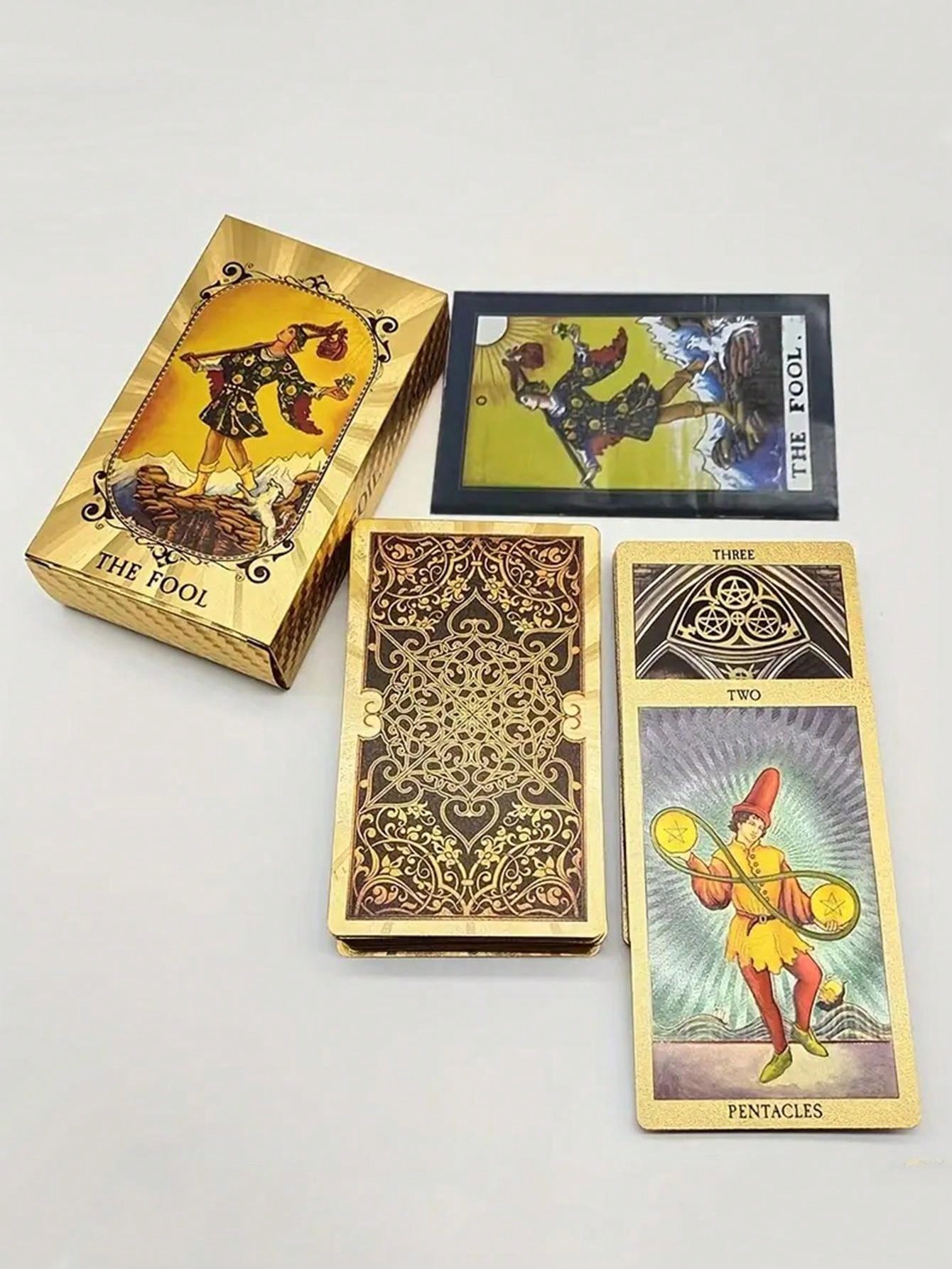 Cards 78 Gold Foil Cards With Instruction Booklet, Wrinkle Resistant