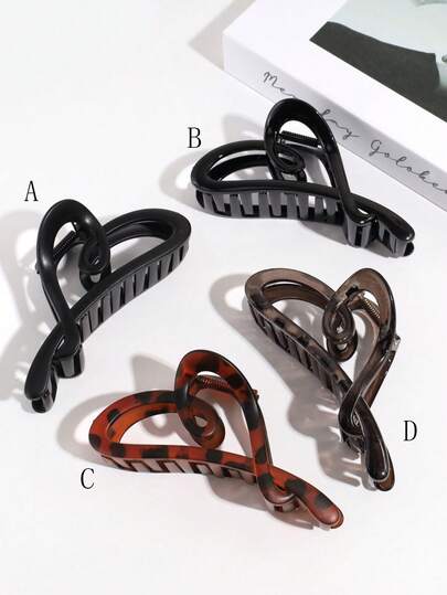 1 pieza Pinza de pelo con forma de corazón de unicolor y moda para mujer, versátil para uso diario