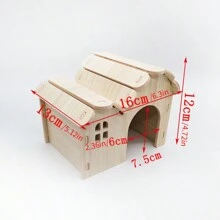 仓鼠实木小房子,金熊仓鼠专用,双层别墅仓鼠玩具用品 - 卡其色 - 查看 3