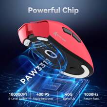 ATTRCK SHRRK R1 59g Tri-Mode Lightweight Wireless Gaming Mouse With Anti-Slip Stickers, 2.4GHz/Bluetooth/Wired Connectivity,6 Adjustable DPI Up To 18000, PAW3311 Sensor-Black