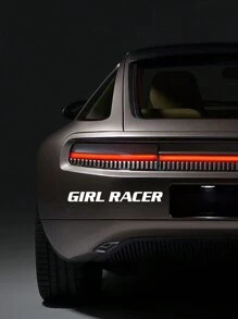 1 pieza Pegatina de coche con diseño de chica de carreras de moda - Blanco - Ver 2