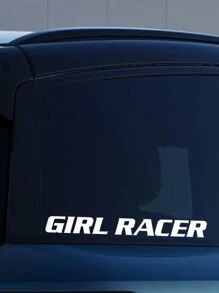 1 pieza Pegatina de coche con diseño de chica de carreras de moda - Blanco - Ver 4