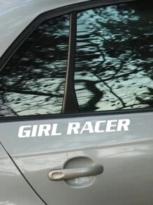 1 pieza Pegatina de coche con diseño de chica de carreras de moda - Blanco - Ver 3