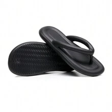 Dép xỏ ngón mùa hè mới đi biển ngoài trời, dép xỏ ngón đế bằng cho nữ, sử dụng trong nhà & ở nhà - màu đen - Xem 4