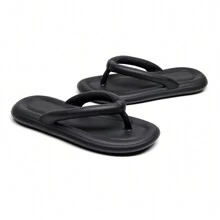 Dép xỏ ngón mùa hè mới đi biển ngoài trời, dép xỏ ngón đế bằng cho nữ, sử dụng trong nhà & ở nhà - màu đen - Xem 5