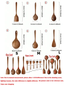 Juego de cuchara y cucharón de cocina con patrón de madera, juego de herramientas de cocina Boho Osier, 4 piezas/5 piezas/7 piezas