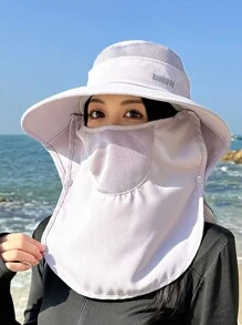 JOYLORD 1pc Ladies' Fashionable Sun Hat With Wide Brim & Shawl & Ponytail Hole For Spring/Summer - Multicolor - View 9