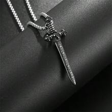 SeuSuk 1pc Vintage Punk Minimalist Pendant Necklace, Casual Fashion Daily Wear Accessory Gift For Men - Silver - View 4