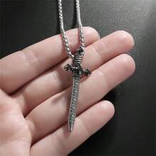 SeuSuk 1pc Vintage Punk Minimalist Pendant Necklace, Casual Fashion Daily Wear Accessory Gift For Men - Silver - View 7