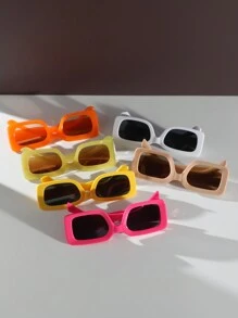 6pcs/1pc Women's Square Shaped Fashionable Various Styles & Colors Cute, Fashionable, Street-Style, High-End, Personalized Summer Dopamine Y2k Eyeglasses Set Suitable For Daily Wear, Vacation, Parties, Outdoor Activities - Female Accessory Beach Accessories For Women Glasses Shades For Summer Beach Vacation,Outdoor,Travel
