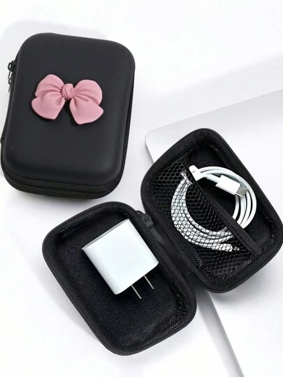 Kabel do słuchawek Eva, ładowarka USB, dysk flash, karta SD, torba do przechowywania w kształcie kokardy, futerał do przenoszenia słuchawek, odporny na wstrząsy pokrowiec z zamkiem błyskawicznym, organizer kabli