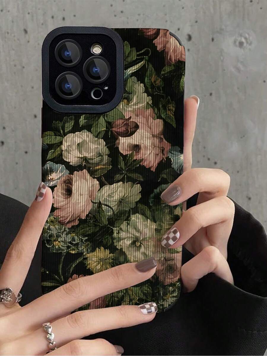 1入3D花朵和花紋紋理仿皮柔軟防震手機殼，適用於iPhone和Samsung - 彩色 - 查看 1