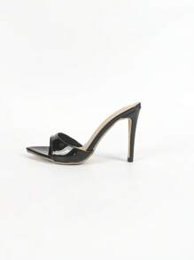 Fashionable Large Size Sandals For Women~Sexy Patent Strap Pointed Toe High Heel Slippers In Black - Black - View 8
