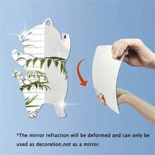 1入組卡通熊狀亞克力鏡，3D牆貼鏡，自粘化妝鏡，牆貼，適用於客廳、浴室、臥室牆面裝飾。 - 銀色 - 查看 2