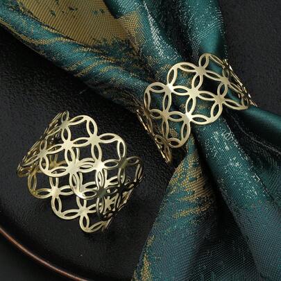 6 Anillos De Servilleta De Monedas De Cobre Pequeñas Huecas De Metal Simples Y Encantadores, Adecuados Para Celebración De Festivales, Cena Familiar, Decoración De Mesa De Recepción De Invitados