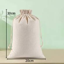 1 pieza Bolsa de lino gris con puntada de cierre y cordón, bolsa de joyería blanca para almacenar artículos pequeños, conveniente para bodas, viajes, regalos y organización de la vida diaria, útiles escolares, accesorios escolares, de vuelta a la escuela, estudiantes universitarios