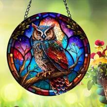1pc 3d Owl Shaped Stained Glass Decorative Window Hanging, Suitable For Kitchen, Living Room, Office, As A Gift For Mother, Women, Aunt, Sister, Friends, And Bird Lovers In Autumn