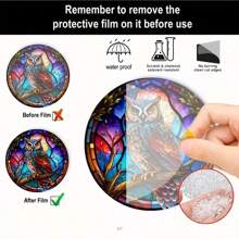 1pc 3d Owl Shaped Stained Glass Decorative Window Hanging, Suitable For Kitchen, Living Room, Office, As A Gift For Mother, Women, Aunt, Sister, Friends, And Bird Lovers In Autumn