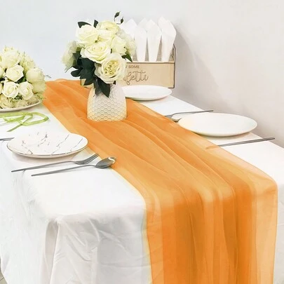 1 件 2-3 米长的橙色纱帘多用途派对背景纱，家居装饰，婚礼生日性别揭示节日活动派对房间桌面装饰摄影背景 DIY 装饰，室内室外楼梯椅背装饰，圣诞派对房间桌面装饰桌布桌旗，圣诞树装饰，同样适合与金属拱形支架搭配，圣诞节