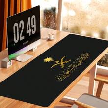 1 pieza Alfombrilla de ratón del Reino de Arabia Saudita de color negro con base de goma antideslizante, bordes cosidos y tapete para escritorio y teclado para gamers, oficina, hogar y regreso a la escuela