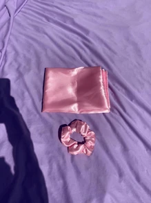 Fronha De Cetim 50x70 + Xuxinha De Cetim - Rosa Bebê - Visão 1