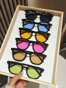 1/3/6 件女士多巴胺彩色方形耳钉时尚眼镜街头海滩配饰女士眼镜遮阳镜适合夏季海滩度假、户外、旅行 - 彩色 - 查看 8