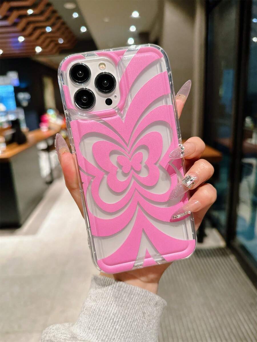 1 Ốp điện thoại Tpu mềm trong suốt thiết kế hình con bướm màu hồng Tương thích với IPhone 15promax/14plus/13promax/12/11/7g/7p/Ix/Xr/Xsmax - Nhiều màu - Xem 1