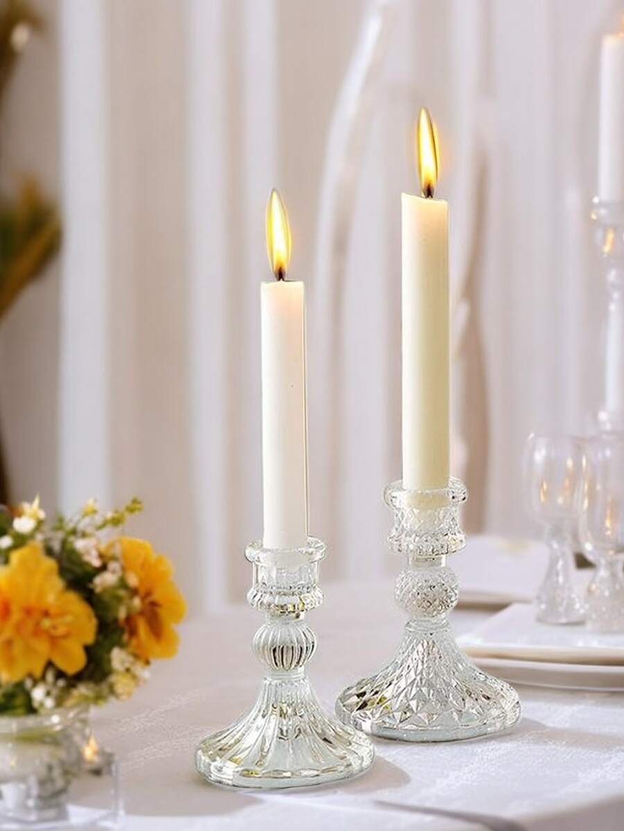 玻璃烛台，欧美风格水晶复古烛台，晚餐装饰，婚礼道具，浪漫餐桌装饰