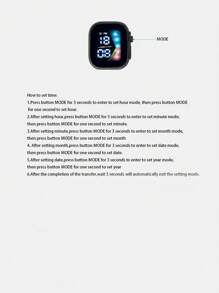Youth/Kids TPU Material LED Digital Watch For Daily Usage, Square Shaped, Battery Included - Black - View 7