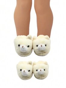 1 Pair Of Doll Shoes For 18-Inch American Dolls, Cute Plush Animal Slippers, Mini Shoes, Warm Rabbit Ear Doll Shoes, Birthday/Festival Gift For Little Girls And Boys