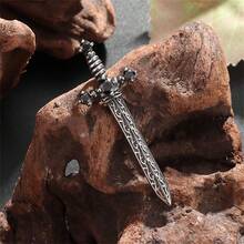 SeuSuk 1pc Vintage Punk Minimalist Pendant Necklace, Casual Fashion Daily Wear Accessory Gift For Men - Silver - View 3