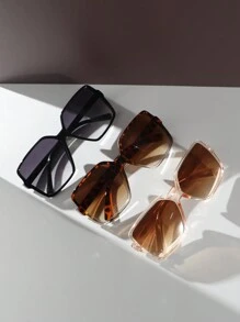 6pcs/3pcs/1pc Women's Oversized Plastic Gradient Color Fashion Eyeglasses Set For Streetwear, Summer, Vacation And Daily Use - Boho Beach Accessories For Women Glasses Shades For Summer Beach Vacation,Outdoor,Travel