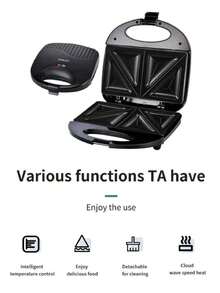 tostador de pan Tostadora para hornear pan, máquina de desayuno uso domestico,Sandwich Panini Maker Máquina de queso a la parrilla Tortillas de atún para derretir superficie antiadherente, 2 rebanadas,Sandwichera para 2 Piezas Placas Antiadherente - Negro - Ver 6