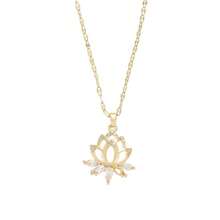 Elegante Lotus Zirkonia Anhänger Kette, Geburtstagsgeschenk für Frauen und Männer, Familie und Freunde