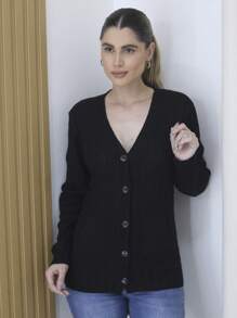 Women Cardigans - 黑色 - 查看 1