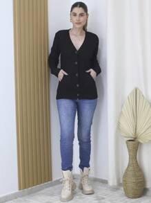 Women Cardigans - 黑色 - 查看 2