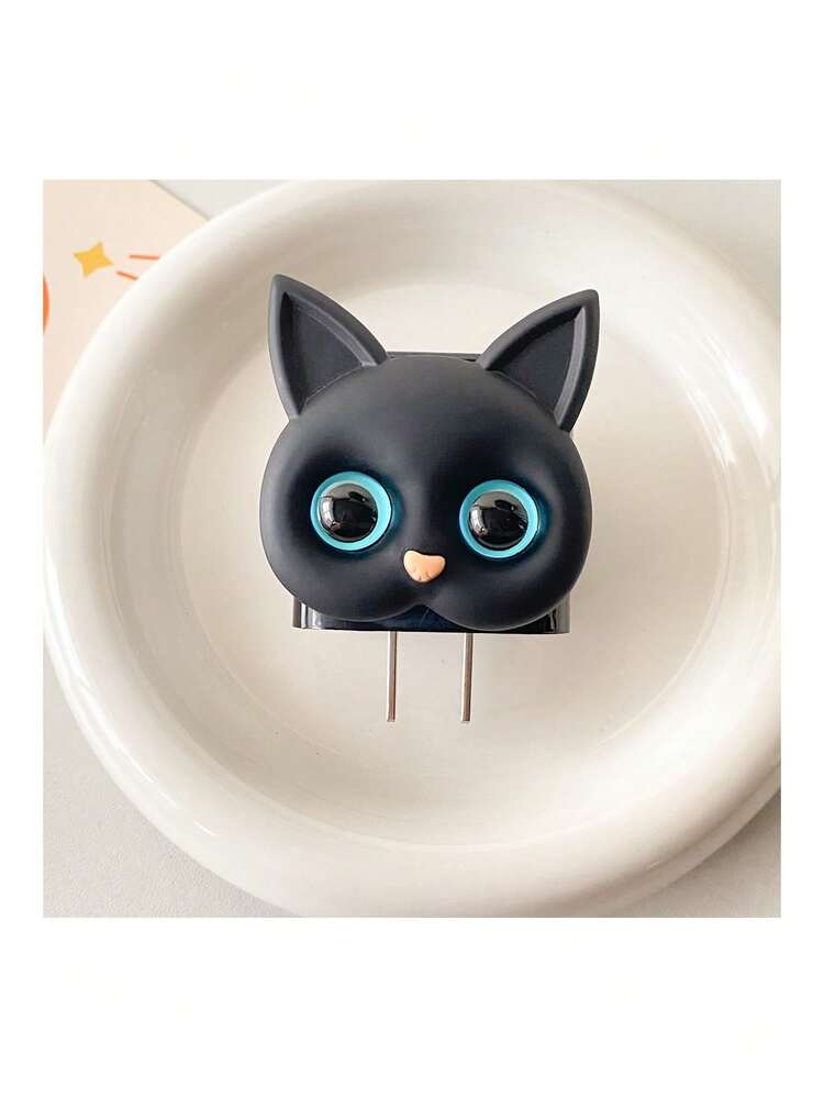 Ensemble de 4 pièces de couverture de protection de chargeur et de câble de chat noir en 3D, compatible avec le chargeur iPhone 18w/20w - Noir - Voir 7