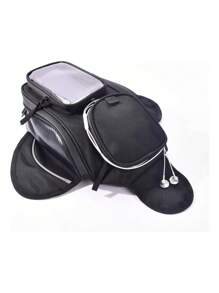 Mochila magnética del bolso del tanque de la motocicleta, bolso universal del tanque de aceite de la silla de montar de Oxford del bolso impermeable de la correa de la moto Depósitos de combustible - Negro - Ver 1