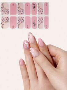 14 件 3D 水钻碎花图案美甲贴纸