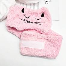 1pc Women's Cat Ear Wide Headband, Adhesive Makeup Headwrap Spa Hair Accessories Bath Hair Band Makeup Head Scarf Facial Washing Sweatband - Black - View 1