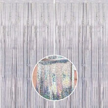 H.L.BALLOON 1片1*2m派對裝飾雨絲綢簾,適用於生日和婚禮背景牆裝飾,閃亮的氣球流蘇裝飾,畢業裝飾 - 綠色 - 查看 4