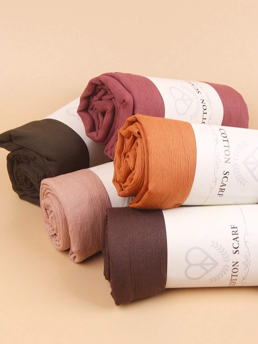 1 件纯色高品质抗皱柔软透气舒适头巾披肩适合女士长袍配饰