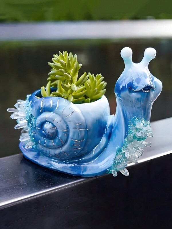 3d 水晶蜗牛收纳盒硅胶模具适用于多肉植物花盆、水泥、石膏、香薰蜡烛和工艺品制作、展示架、树脂滴模
